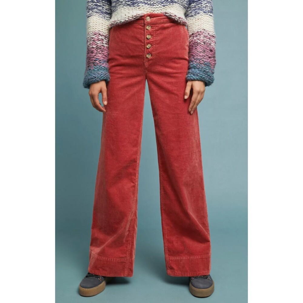 Pilcro High‎ Rise Corduroy Wide Leg Jeans Womens 30 Button Fly Full Length
